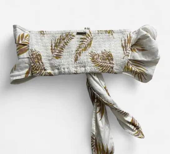 Faithfull the Brand BillabongxSincerely Jules Sincerely Yours Cream Leaf Print Tie-Front Bandeau Top