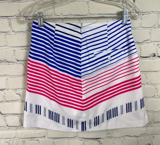 Lady Hagen NWOT Striped Mini Golf Skort Skirt 0 Hot Pink Black Blue