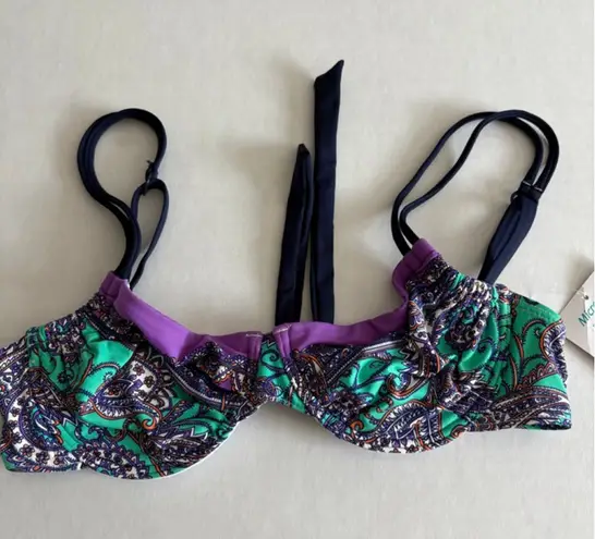 NWT Lascana for Venus Green Purple Paisley Bikini Top 32B 34A 36AA