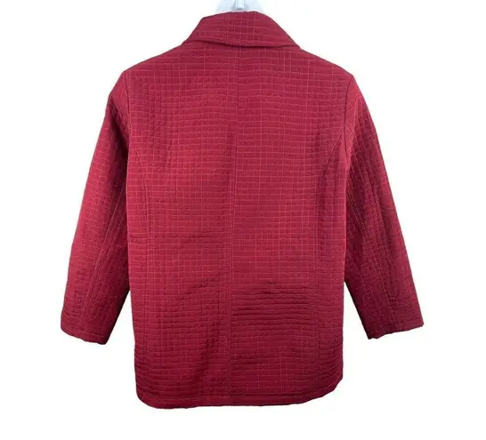 Tudor Court By Haband Lightweight Quilted Snap Button Cranberry Red L Jacket Size L