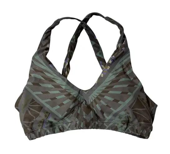 Yoga Democracy Sports Bra Womens Small Green Black Yoga Pilates Gym Strappy NWT - Image 1