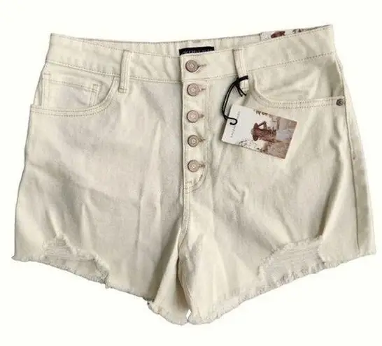Sincerely Jules High Rise Shorts Distressed Jean Shorts Denim Cream Off White 11 Size undefined