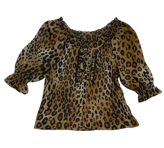 Women’s Y2K animal print sheer top Brown