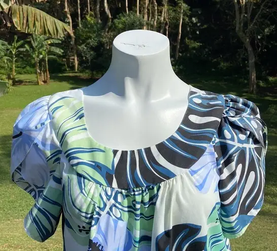 Vintage Y Not Hawaii Women’s Hibiscus Monstera Floral Mu’umu’us Dress Size XL