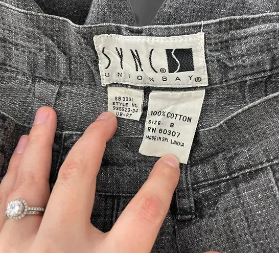 Vintage 90s Dark Grey Black High Rise Grunge Pleated Tapered Leg Trouser Pants Gray Size 8