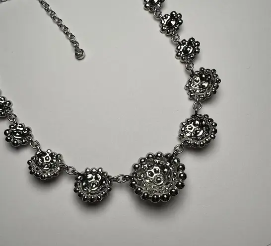 Monet Silver Tone Rhinestone Necklace Adjustable Length