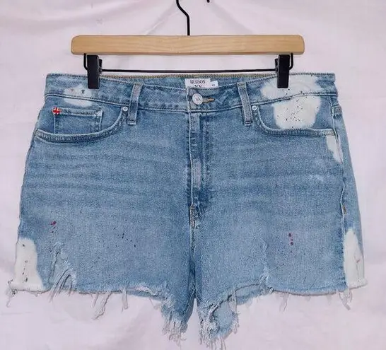 Hudson Jeans  Light Wash Denim High Waisted Croxley Paint Splatter Jean Shorts 33