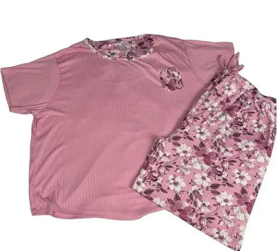 Flora Nikrooz  Women 2XL Lounge set cherry blossom pink floral pajamas Comfy FLAW