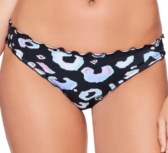 Salt+Cove Animal Print ruffle bikini swim bottom Black Size L