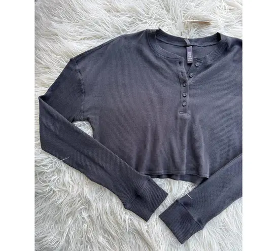 SKIMS Waffle Henley Long Sleeve Ash Size XL