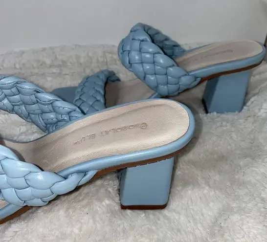 Chocolat Blu Boutique Brand Blue Braided Strap Block Heel Sandal