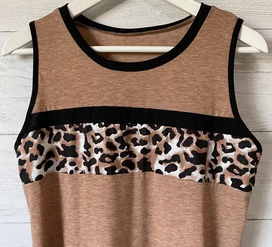 Leopard Print Tank Top Sz Medium Black