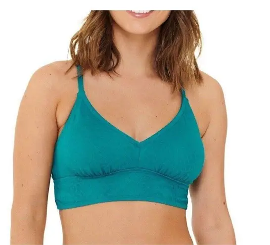 Freshwater Bikini Banded Long Top Sz XL Adjustable Strap Teal Snakeskin Texture