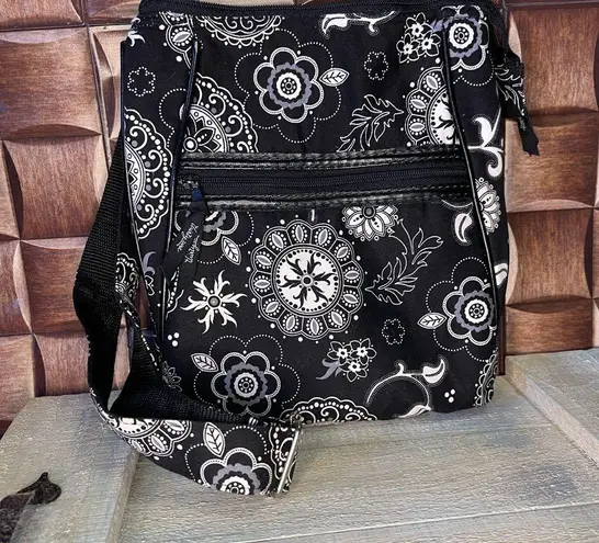 Thirty one Floral Black and White Crossbody Bag