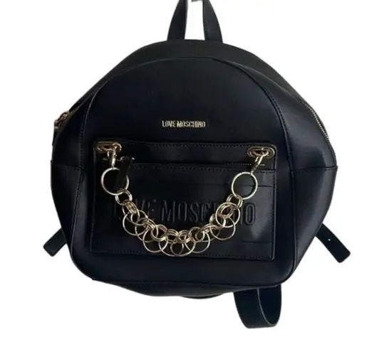 Love moschino detachable pocket backpack with chain in black