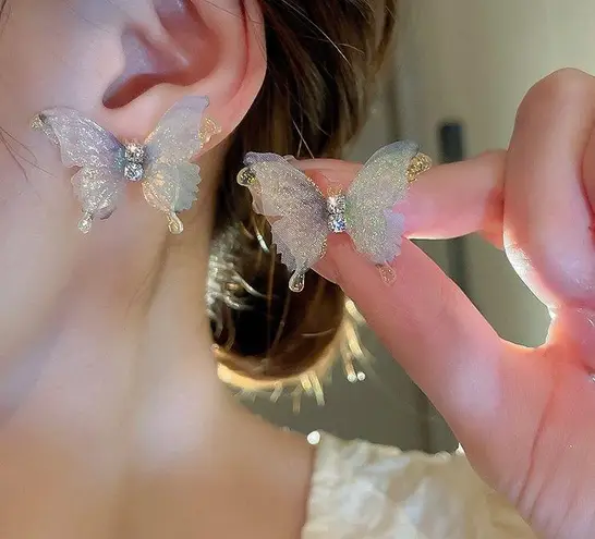 Super Sweet Butterfly Stud Earrings for Women Blue