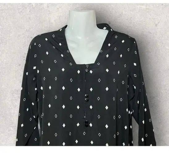 Handmade Long Sleeve V Neck Shift Dress Diamond Print Size Medium