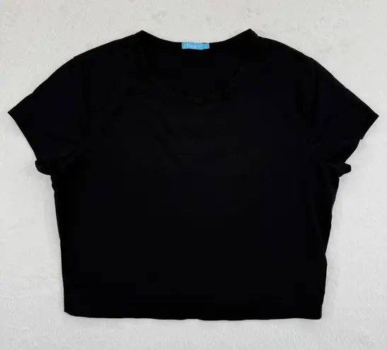 J.McLaughlin Allie Cap sleeve Tee Women's Black Crop Top Casual T