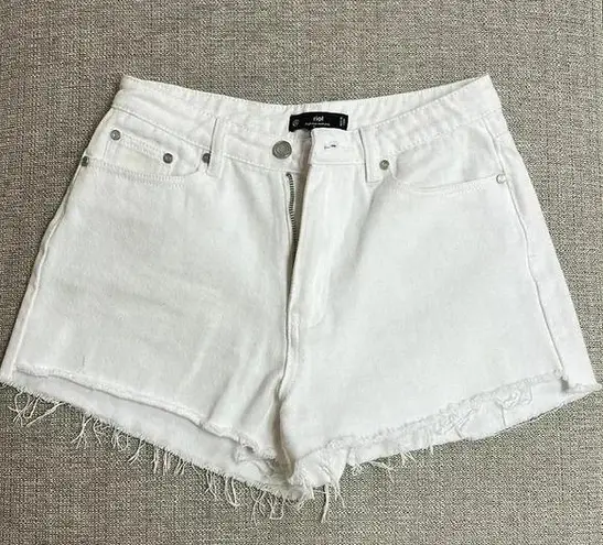 Missguided Misguided White Riot Hem Mom Denim Shorts