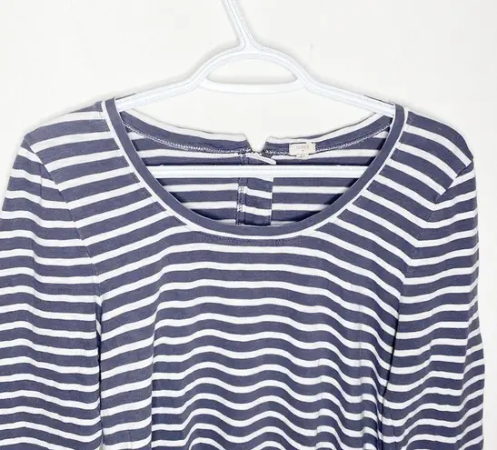 J Crew Factory striped cotton Crewneck long sleeve zip back t