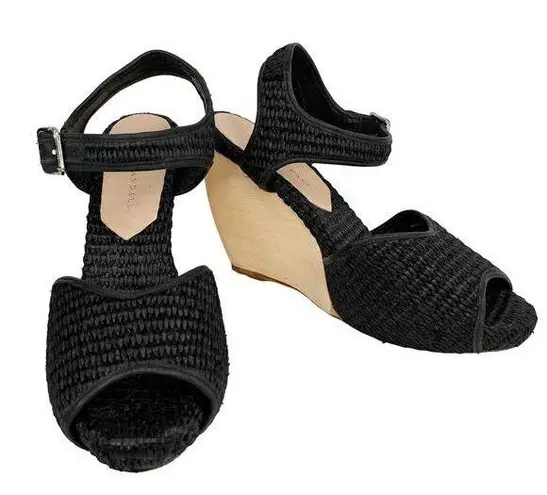 Loeffler Randall Valentine Wedges 10 Black Woven Open Toe Sandals