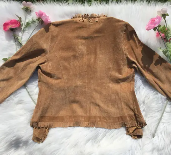 Chico's  Genuine Leather Fringe Light Brown Jacket