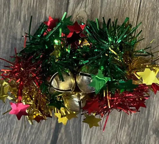 Vintage Christmas Hair Clip Retro Antique Pin Up Rockabilly Stars Bells Green Red