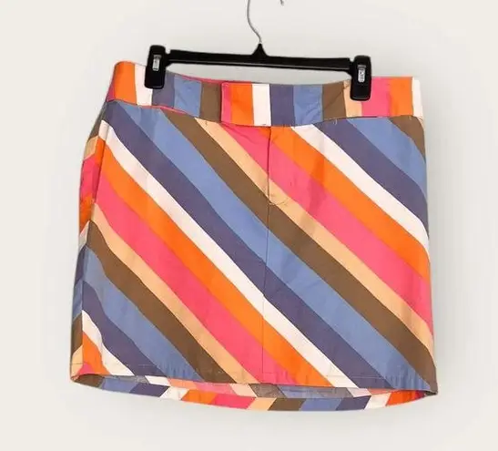 l.e. relaxed Diagonal Striped Cotton Mini Skirt Multi