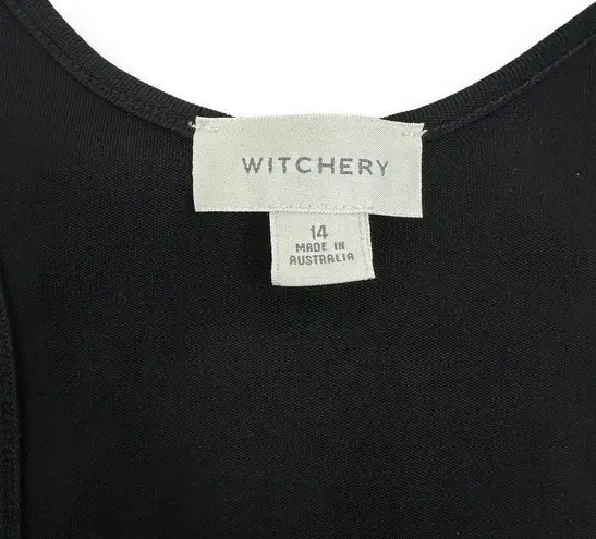 Witchery Black Bodycon Sleeveless Tank Dress Ruched Scoop Neck Racerback Medium