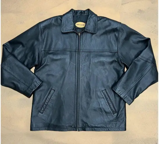 Men's Genuine Leather Jacket Black Zip Up Thinsulate L Made in Turkey Size L