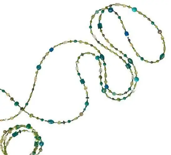 Handmade Beaded blue green necklace bracelet set, faux pearls, seed, glass & resin beads