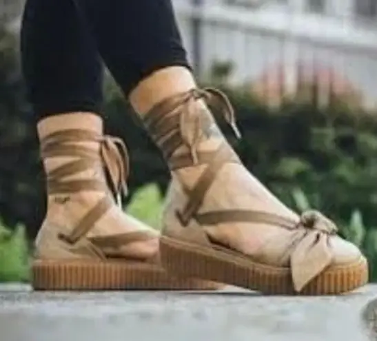 Puma FENTY Rihanna Bow Creeper Sandal Natural Oatmeal Size 8 RARE Lace