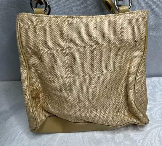 Collezioni Tan Rattan Straw Square Shoulder Bag Medium Sized