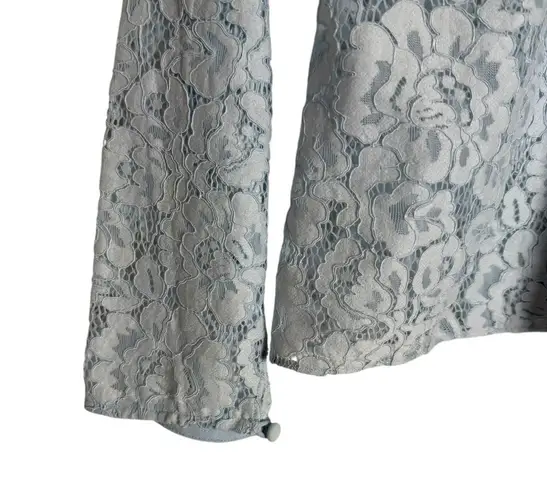 barney's new york Baby Blue Floral Lace Long Sleeve Blouse Top Size 4