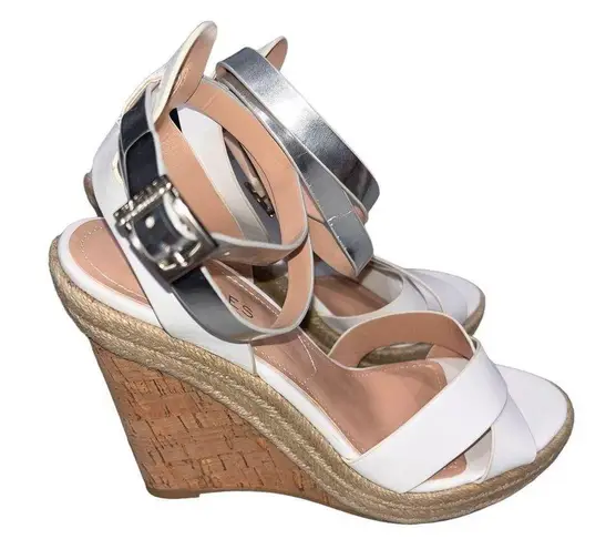 Charles David NEW Charles by White Wedge Espadrille Brit Sandals