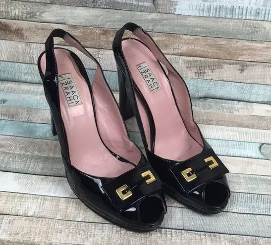 Isaac Mizrahi Black Patent Leather Slingbacks