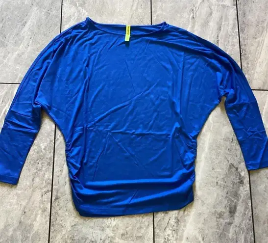 Betabrand Shirt Womens XS Blue Kylie Dolman Sleeve Stretch Pullover Top Blouse