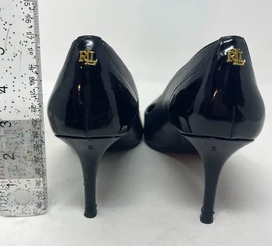 Ralph Lauren Lauren  Black Genuine Leather Pointed Closed Toe Slip on Heel Sz 8.5