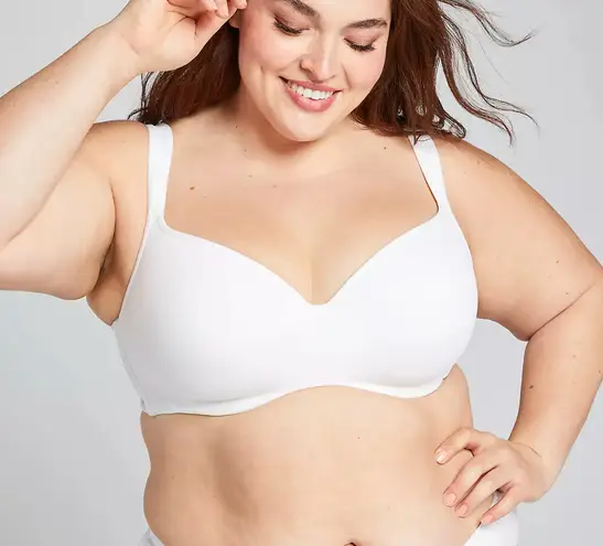 Cacique Lane Bryant 40D White Lightly Lined Balconette Bra Smooth