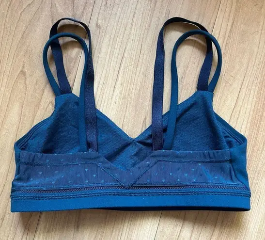 Lululemon  Athletica Dark Teal Sports Bra W/ Keyhole and Polka Dot Mesh Back Sz 4