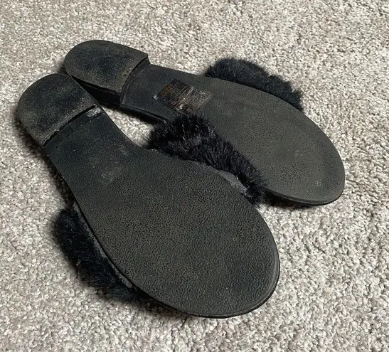 Etcetera Fuzzy ect slippers in size Large 8/9 black with crystals must bundle