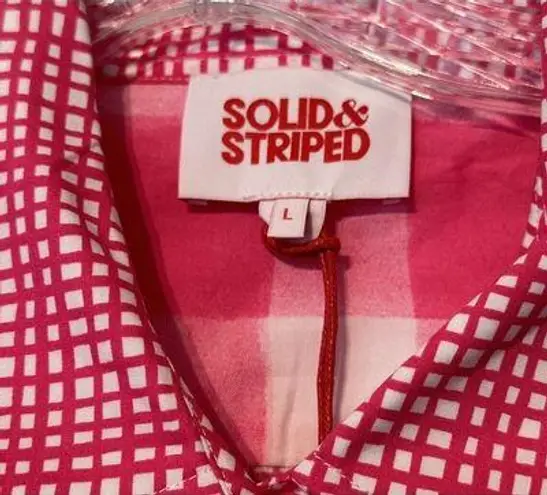 Solid & Striped The Drawstring Oxford Gingham Cutout Tunic Large NWT