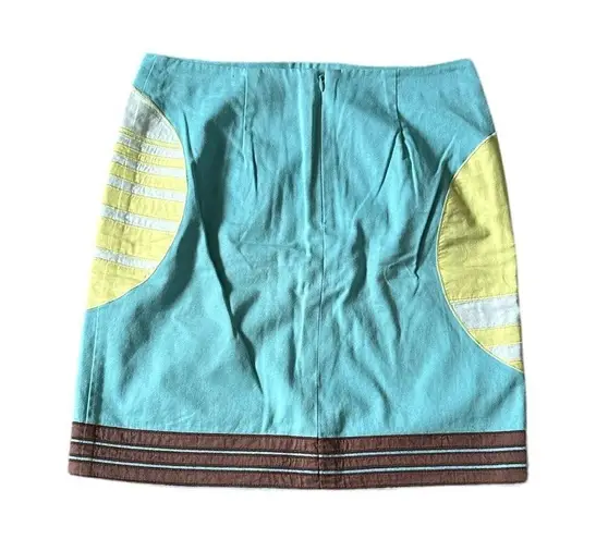 BODEN CIRCLES SKIRT BLUE YELLOW BROWN WHITE COTTON 6R Size 6