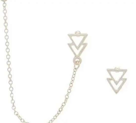 Icing Triangle Ear Connector Earrings Silver