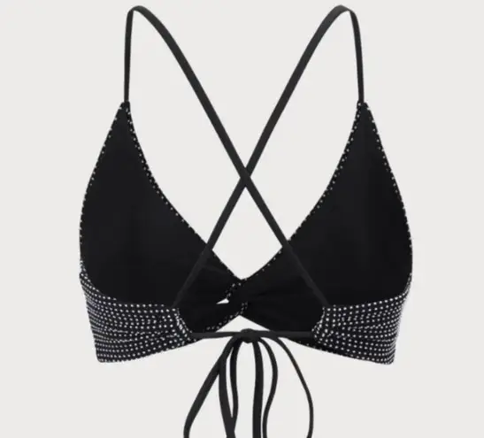 Berlook Black Polka Dot X Cross Bikini TOP ONLY 67 Size M