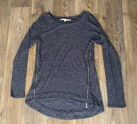 Rachel Roy Rowan Double Zip Front Vent Sweater – Blue/Gray – Women’s Small Blue