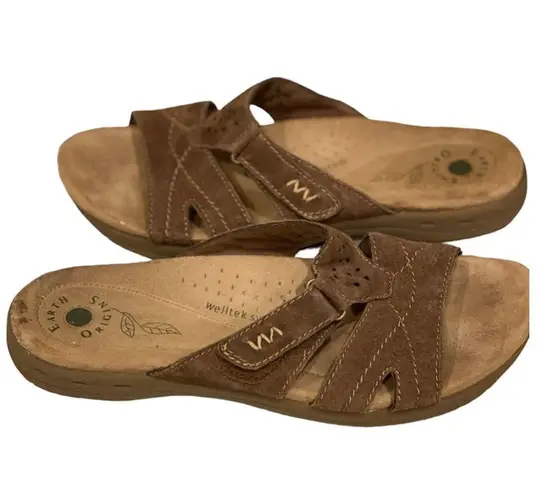 Earth Origins Leather Slides Sandals Shoes Brown Comfort 11 Flip Flops