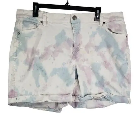 Lane Bryant  Signature Fit Boyfriend Midi Short Women Plus 16 Multi Denim Tie-Dye