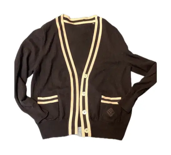 Sandro Paris Cardigan Black Cream V Neck Button Front Long Sleeve size M - Image 1