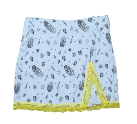 Cider Beachy Sky Blue Crop Tank and Skirt Set with Yellow Lace Y2k Medium